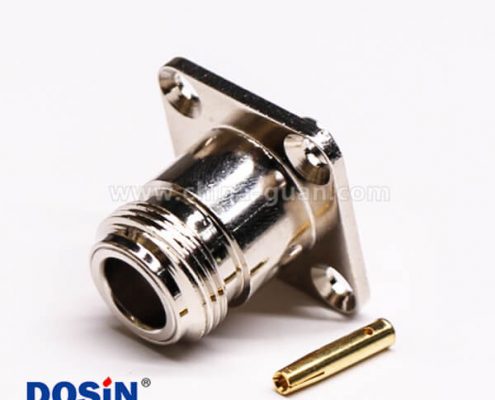 45 法兰N型射频接头rf直式母头四孔法兰焊接式