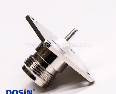 48 法兰n型射频接头母头直式4孔法兰面板安装