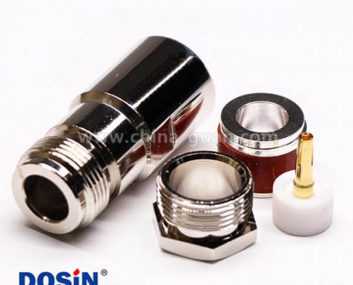 57-2 专业射频同轴连接器N型直式母头母针螺母锁紧