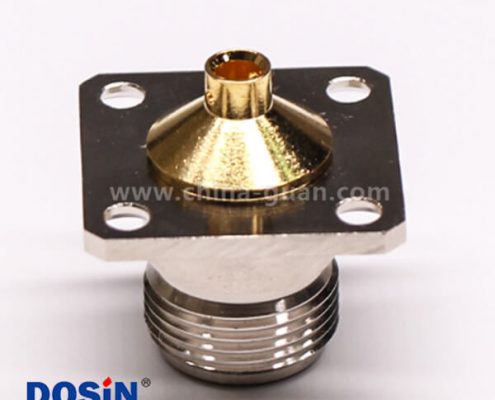 59-2 N型连接器焊接接同轴线缆直式母头四孔法兰