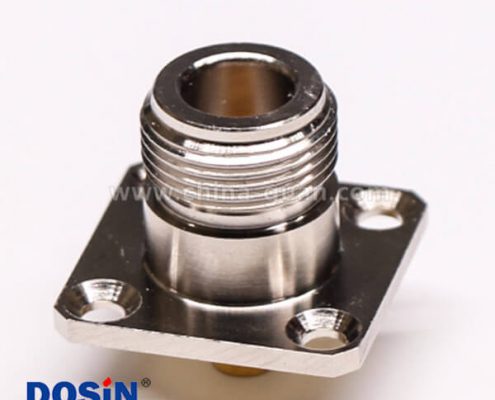 59-3 N型连接器焊接接同轴线缆直式母头四孔法兰