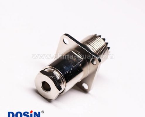 6-1 uhf同轴连接器母头直式UHF-SL16-J-4螺母锁紧带法兰接线