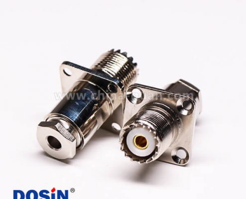 6-2 uhf同轴连接器母头直式UHF-SL16-J-4螺母锁紧带法兰接线