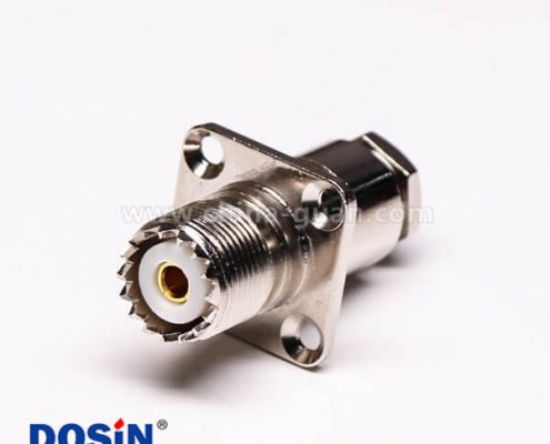 6 uhf同轴连接器母头直式UHF-SL16-J-4螺母锁紧带法兰接线