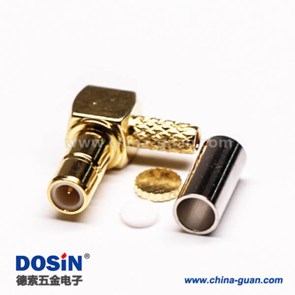 3 SMB母头连接器弯式90度镀金压接式