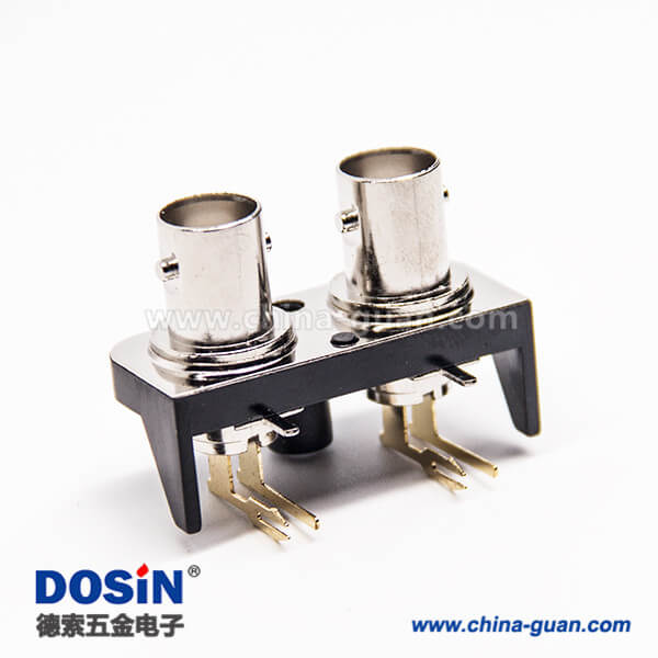 31 BNC塑料外壳双母头弯式连接器穿孔接PCB板