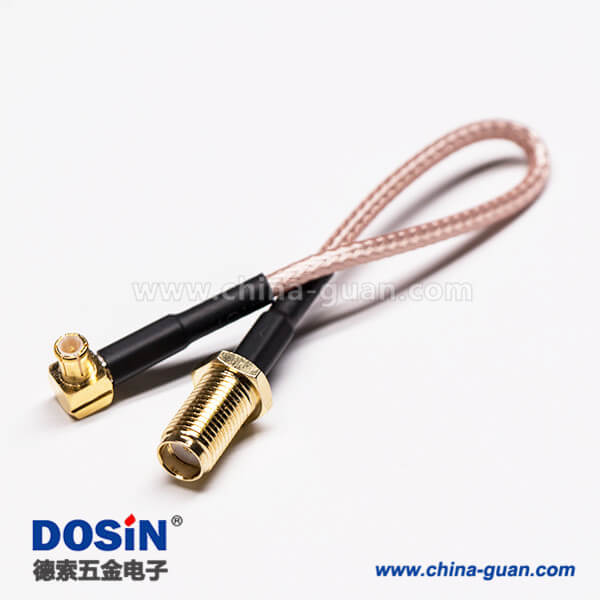 37 SMA弯头射频线转MCX公头弯头90度同轴线缆