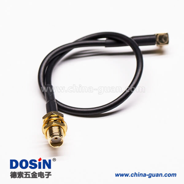46 RF线材,同轴线缆,SMA母头,前锁穿墙,MCX公头