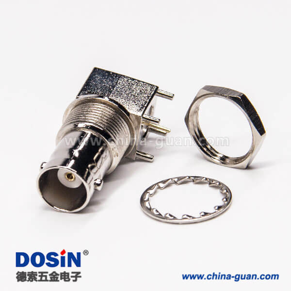 41 BNC面板安装母头弯式穿墙插PCB板