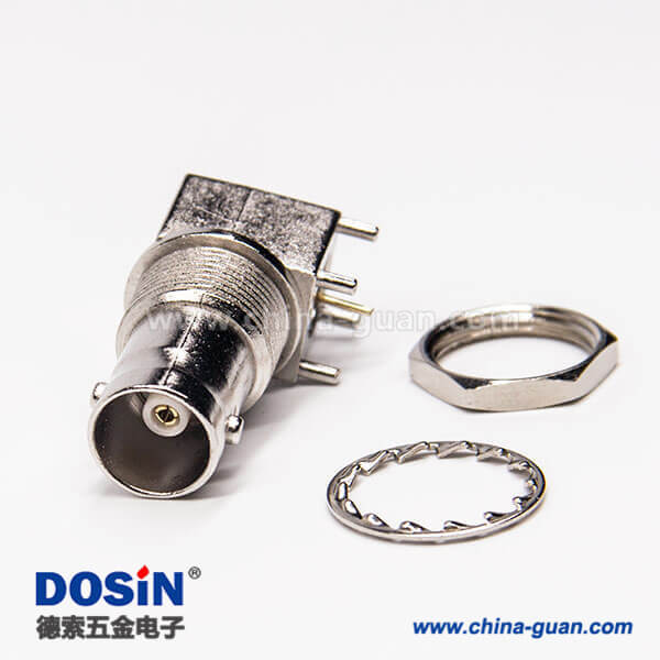 42 bnc穿墙母头弯式同轴连接器插板式接PCB板