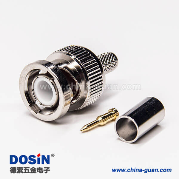 50 bnc公头连接器直式180度公针压接式接同轴线缆