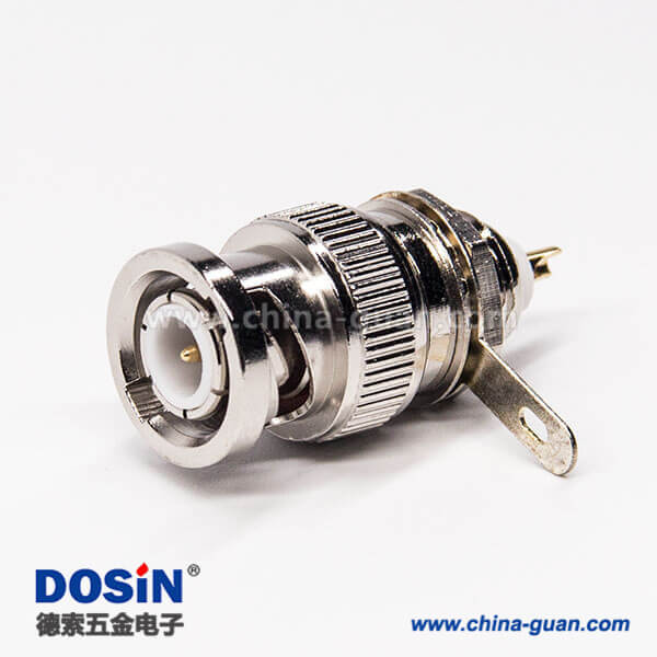 53 bnc公头焊线直式连接器后锁穿墙焊接式接同轴线缆