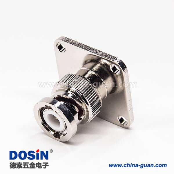 55 bnc四孔法兰接头直式公头焊接式接线