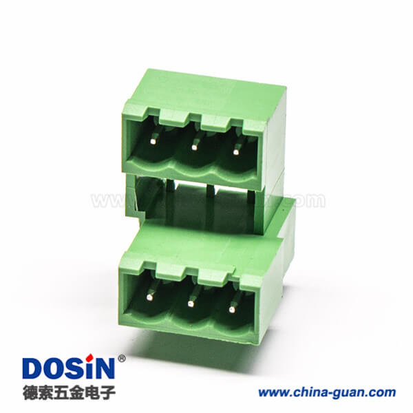3-3 绿色端子6芯穿孔式接PCB板插入式双层插拔式端子