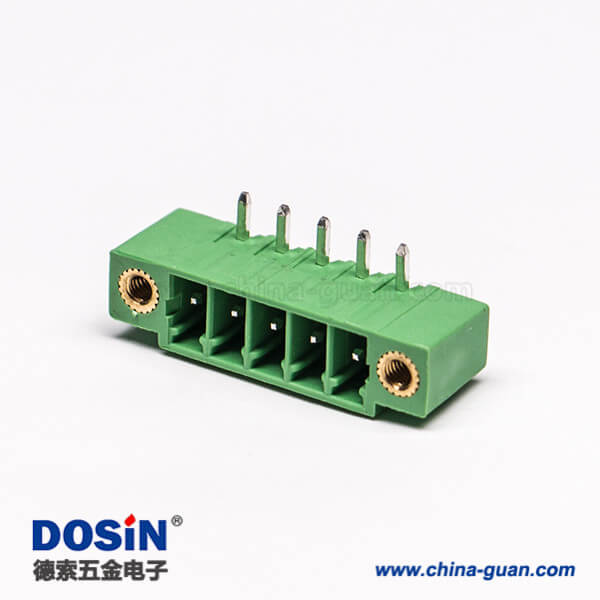 116 PCB四芯绿色接线端子弯式面板安装2孔法兰式接线端子排绿色