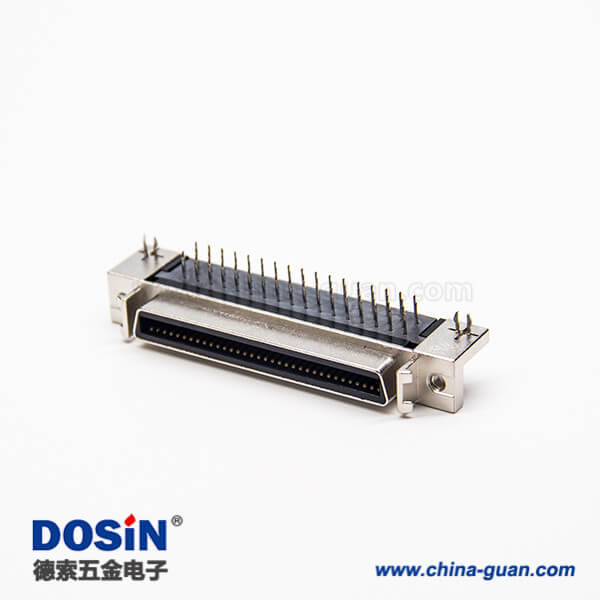 12 68针scsi连接器弯式90度母头穿孔式接PCB板