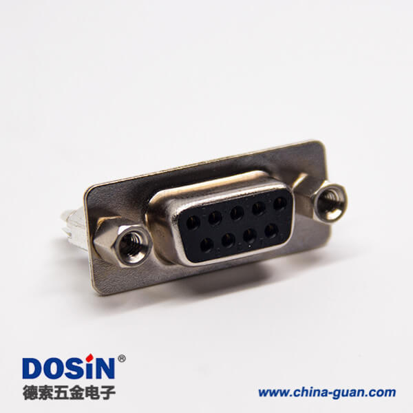 12-4 d sub 9针直式母头连接器铆锁式插孔接PCB板