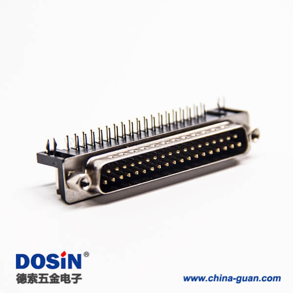 17 d sub37pin连接器公头弯式90度带铆锁插板式接PCB板