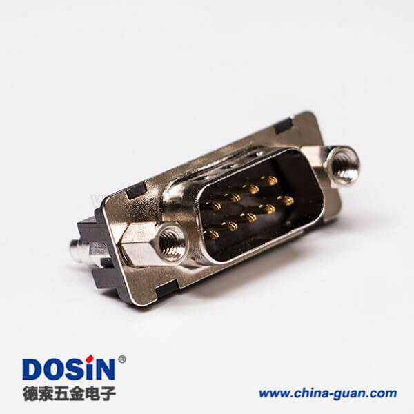 2 DB9连接头标准型公头直式接PCB板穿孔黑胶