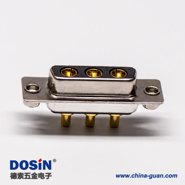 32-3 大电流db3w3母座180°焊板铆锁接PCB板混合型连接器