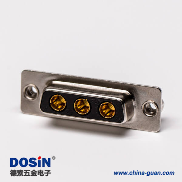 32 大电流db3w3母座180°焊板铆锁接PCB板混合型连接器