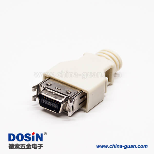 4 SCSI连接器14针公座直式焊接式接线带塑料外壳