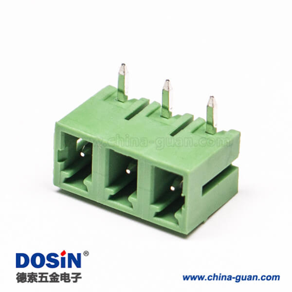 52-2 3pin绿色端子90度弯式PCB板穿孔式插拔式对接端子