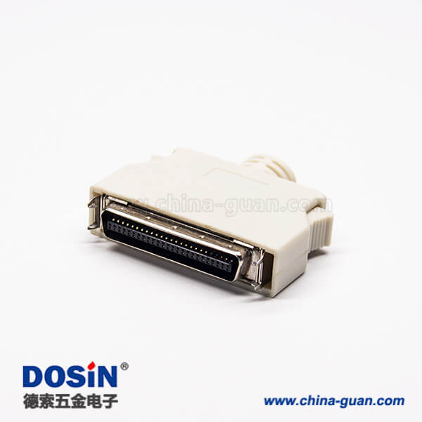 6 50Pin公头连接器直式按键式SCSI连接器带塑料外壳