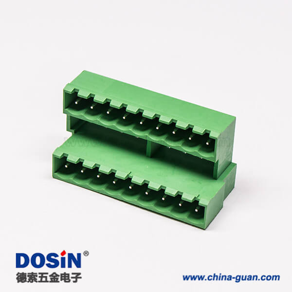61 插拔式双层接线端子18芯直式PCB板180度直插式绿色接线端子座子