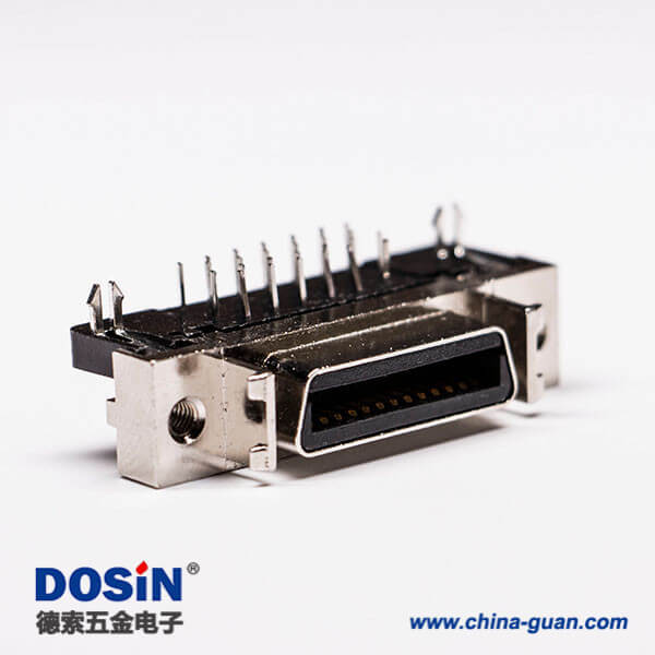 7 scsi母连接器26针弯式鱼叉脚接PCB板