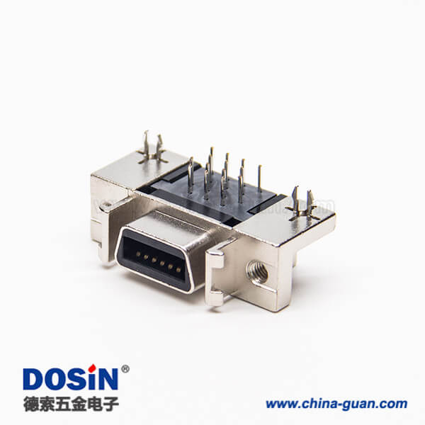 7 scsi母座连接器14pin弯式90度插板式带鱼叉脚接PCB板