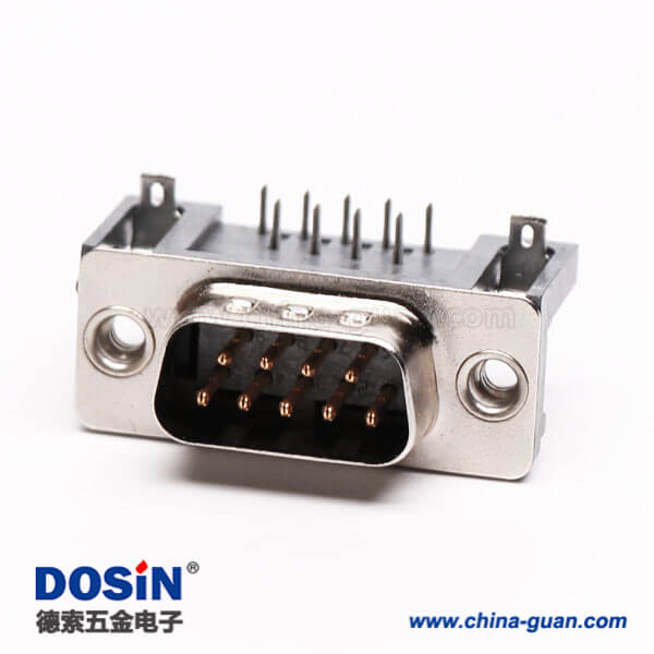 7 D-Sub 9针公插芯直角穿孔接PCB板连接器