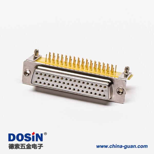 高密度插针db50针母头弯式车针带支架铆锁插孔接PCB板