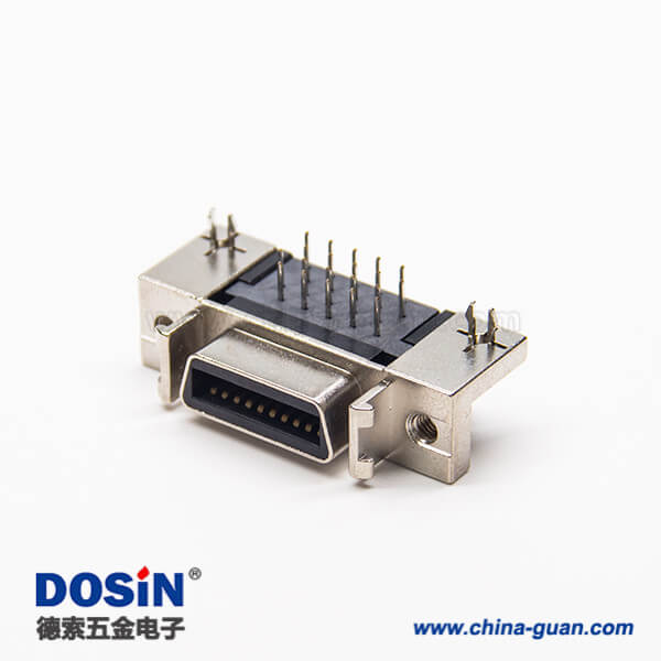 8 scsi母连接器20针90度铆锁式插PCB板带鱼叉脚