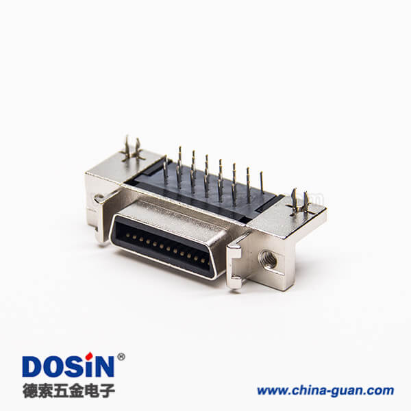 9 scsi连接器pcb封装弯头26针母头带鱼叉脚插PCB板