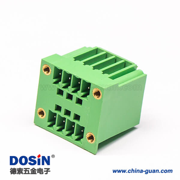 9 PCB八芯绿色接线端子方形穿墙式法兰安装端子座