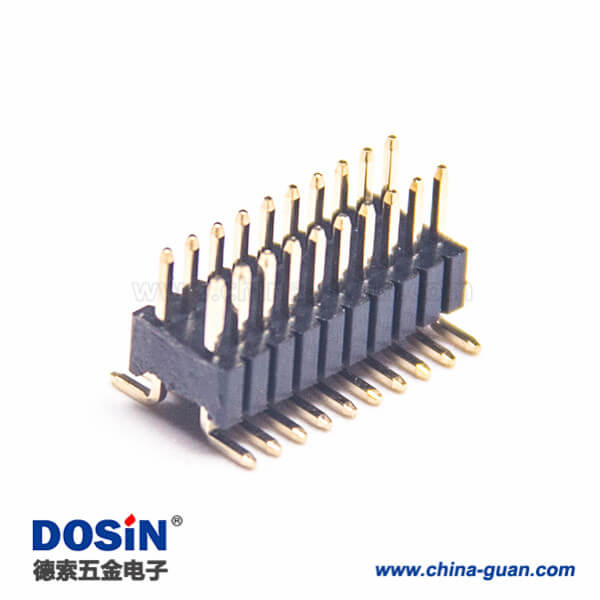 5pcs电子元件排针连接器双排单塑弯脚排针间距1.27mm