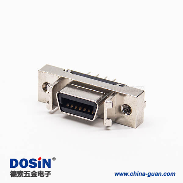 13 14pinSCSI母头连接器直式180度铆锁链接插PCB板