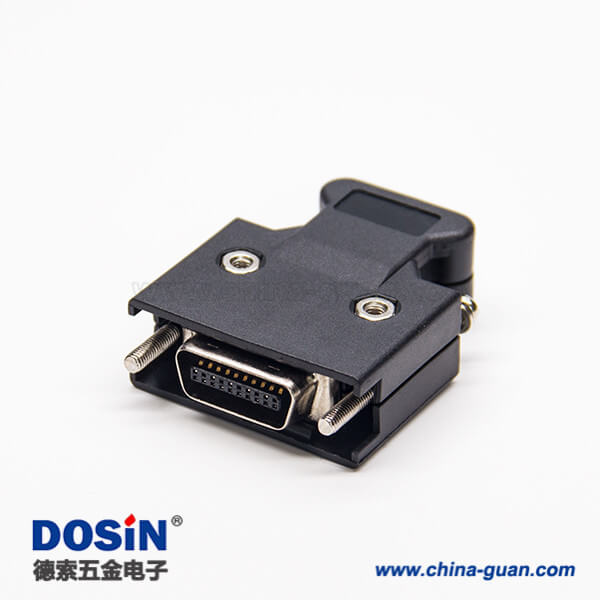 18 scsi连接器20p公头MDR黑色塑料外壳螺丝式焊接接线