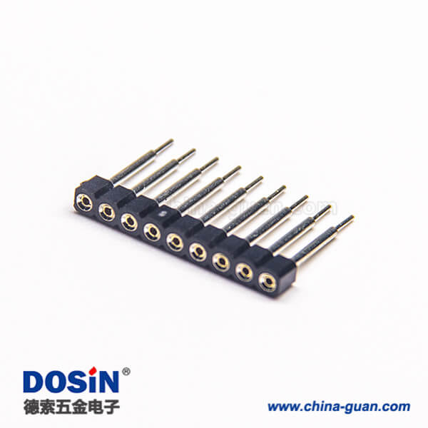 20 单排圆孔座排母连接器2.54mm间距9pin直式长15mm