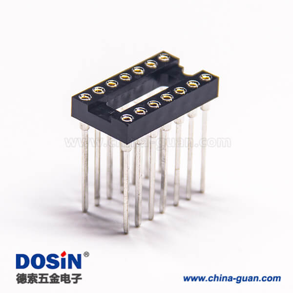 21 IC插座 长脚圆孔连接器直式间距2.54mm长17.8mm
