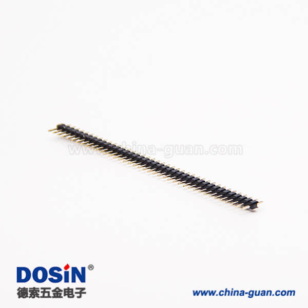 22 排针单塑单排公头连接器直式180度40pin间距2.0mm