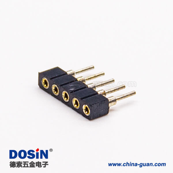 25 单排圆孔排母5pin间距2.0mm直式插板单塑