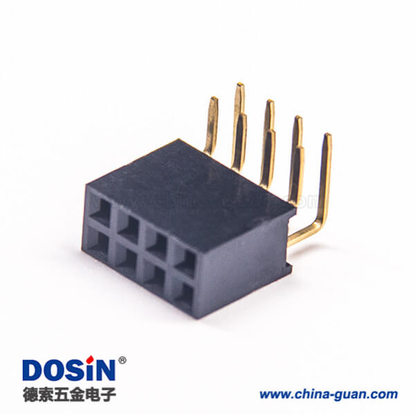 26 双排母座 弯间距2.54mm单塑Y型连接器塑高8.5mm 10pcs