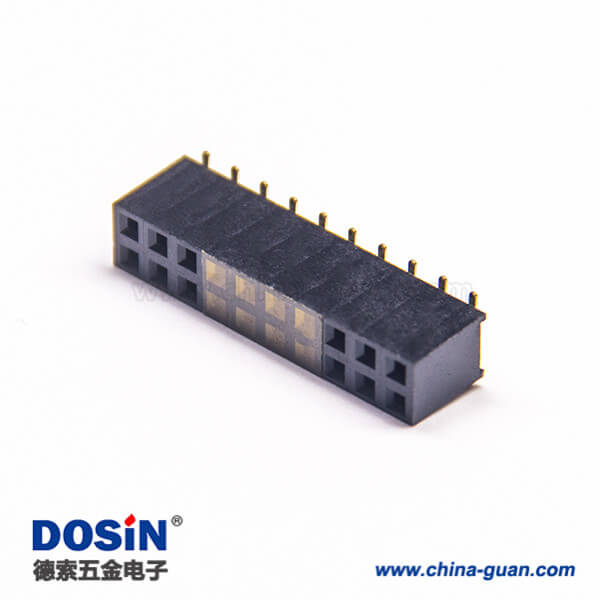 28 双排U型排针贴板间距2.54mm塑高7.1mm