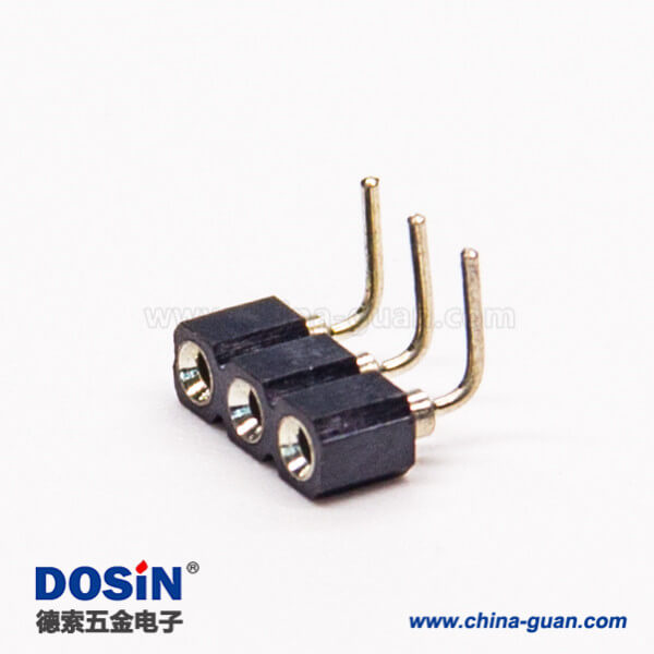 36 2.54弯排母圆孔3pin弯式90度穿孔式连接器