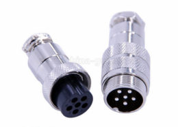 6芯电缆线连接器GX20直式公母航空插头接线