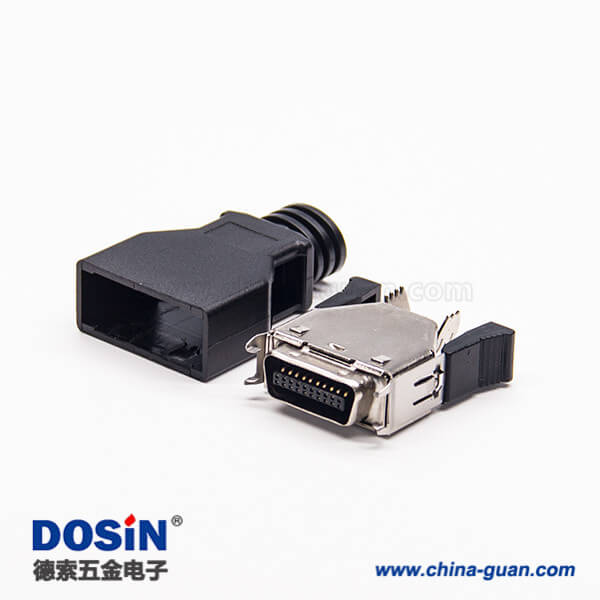 4 按键式SCSI连接器直式公头20pin按键式黑色外壳焊接按键式SCSI连接器直式公头20pin按键式黑色外壳焊接