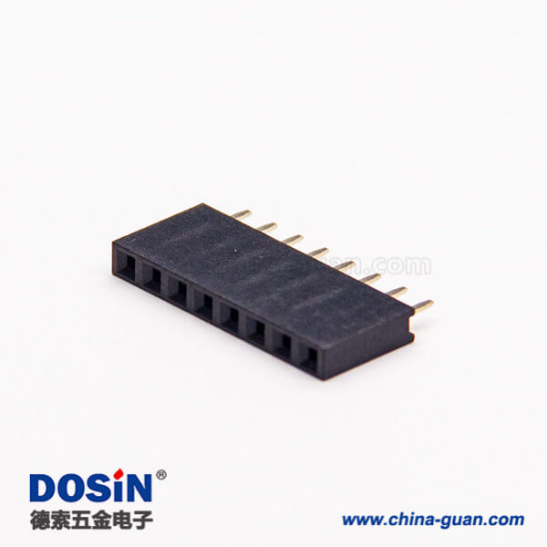 42 排母连接器8孔直式180度单排间距2.54mm穿孔