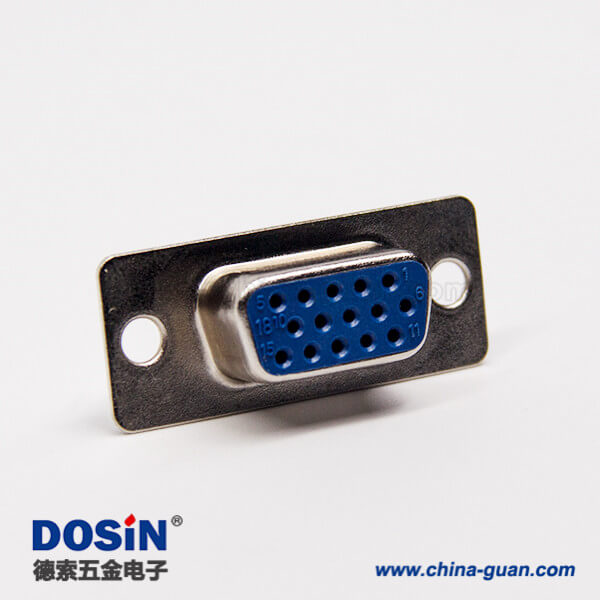 7 d sub连接器15针直式180度母头蓝色胶芯焊接式接线